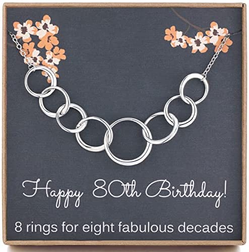 Amazon.com: 80th Birthday gift for mom, 8 Rings necklace, 80th Birthday  jewelry, Dainty necklace, 80th Birthday jewelry, 8 Rings 8 decades necklace  : Handmade Products